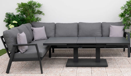 Phoenix Corner Sofa with Extending Rising Table, Chair & Bench