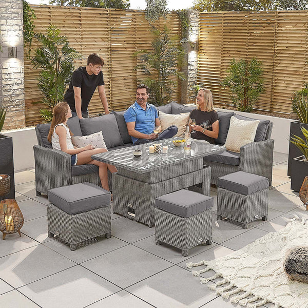 Outdoor corner dining set with rising table sale